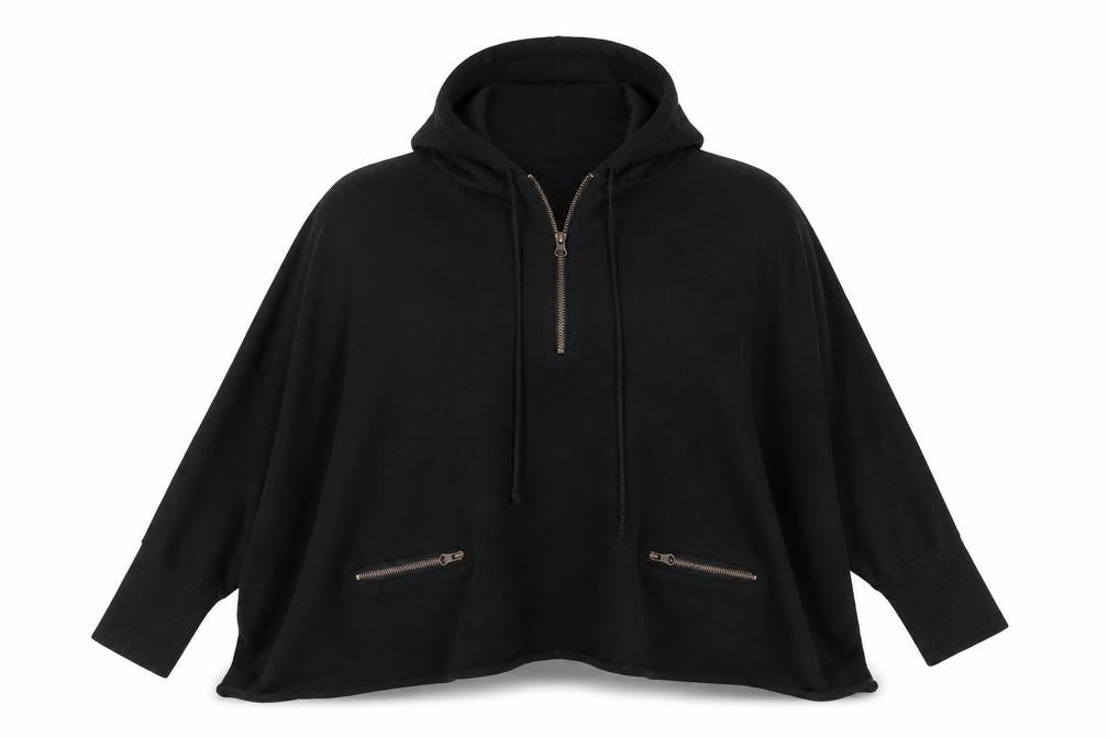 Front view of Only women’s black viscose pullover hoodie, size M