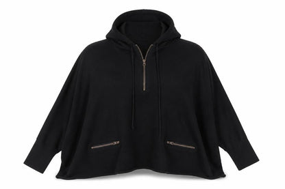 Front view of Only women’s black viscose pullover hoodie, size M