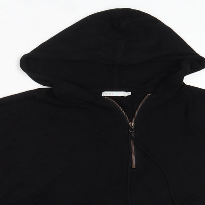 Close-up detail of Only women’s black viscose pullover hoodie, size M