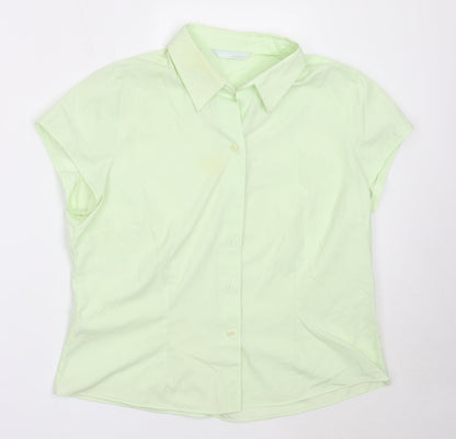 AMARANTO Womens Green  Polyester Basic Button-Up Size 18 Collared