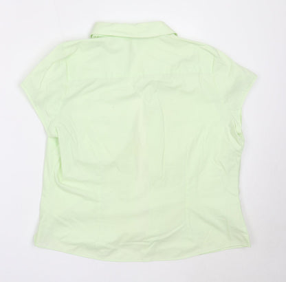 AMARANTO Womens Green  Polyester Basic Button-Up Size 18 Collared