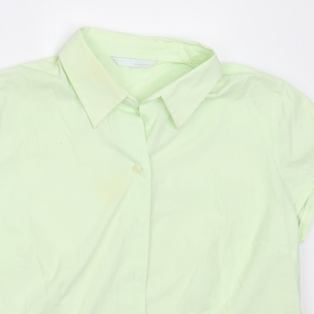 AMARANTO Womens Green  Polyester Basic Button-Up Size 18 Collared