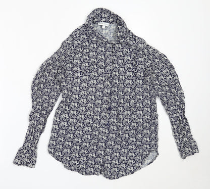 Womens UK Size 6 Warehouse Blue Basic Button-Up