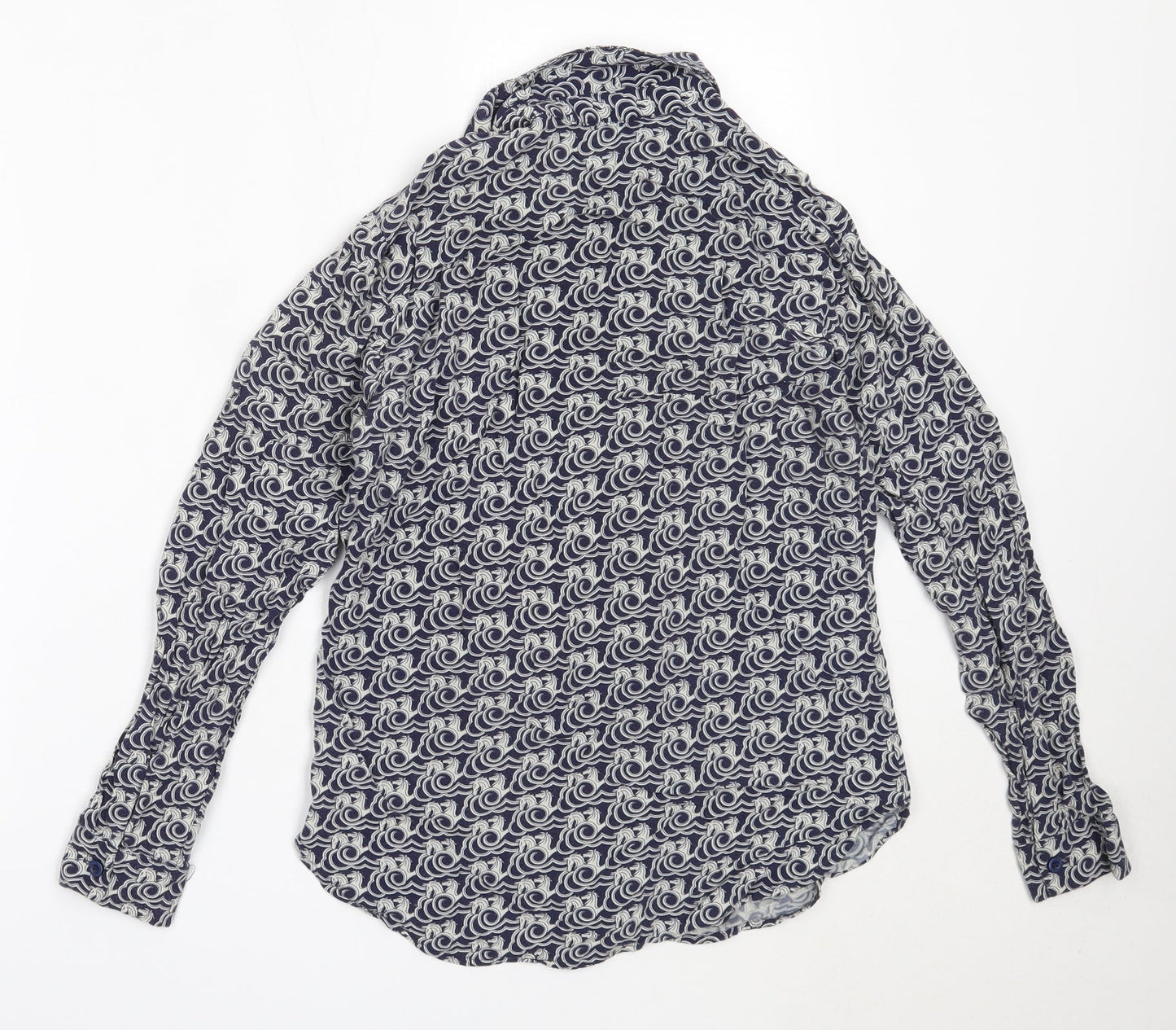Womens UK Size 6 Warehouse Blue Basic Button-Up