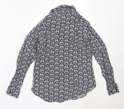 Womens UK Size 6 Warehouse Blue Basic Button-Up
