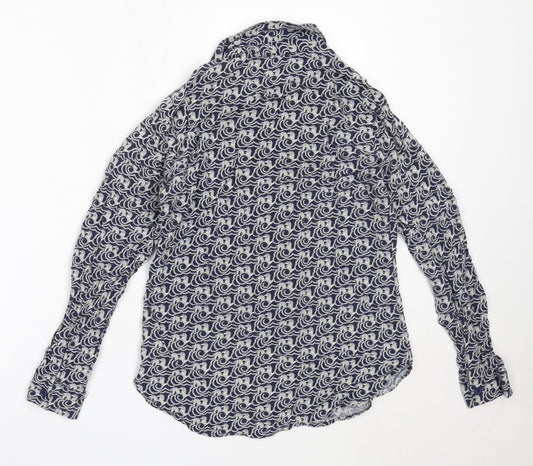 Womens UK Size 6 Warehouse Blue Basic Button-Up