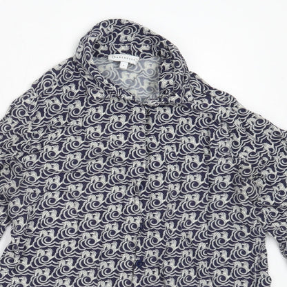Womens UK Size 6 Warehouse Blue Basic Button-Up