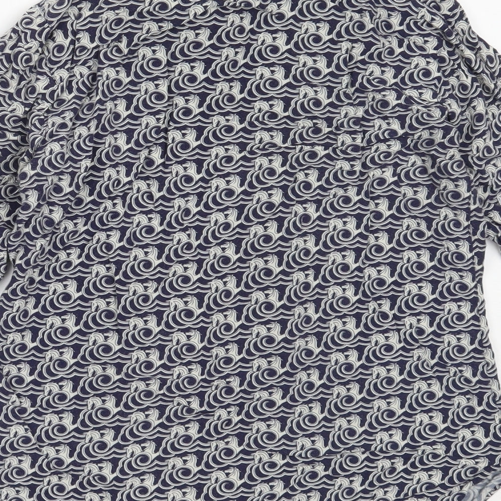 Womens UK Size 6 Warehouse Blue Basic Button-Up