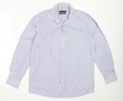 Mens UK Size 15.5 Cedar Wood State White  Button-Up Long Sleeve Casual Shirt