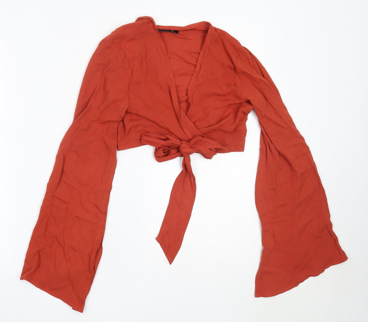 Womens UK Size 4 Missguided Orange Cropped Blouse