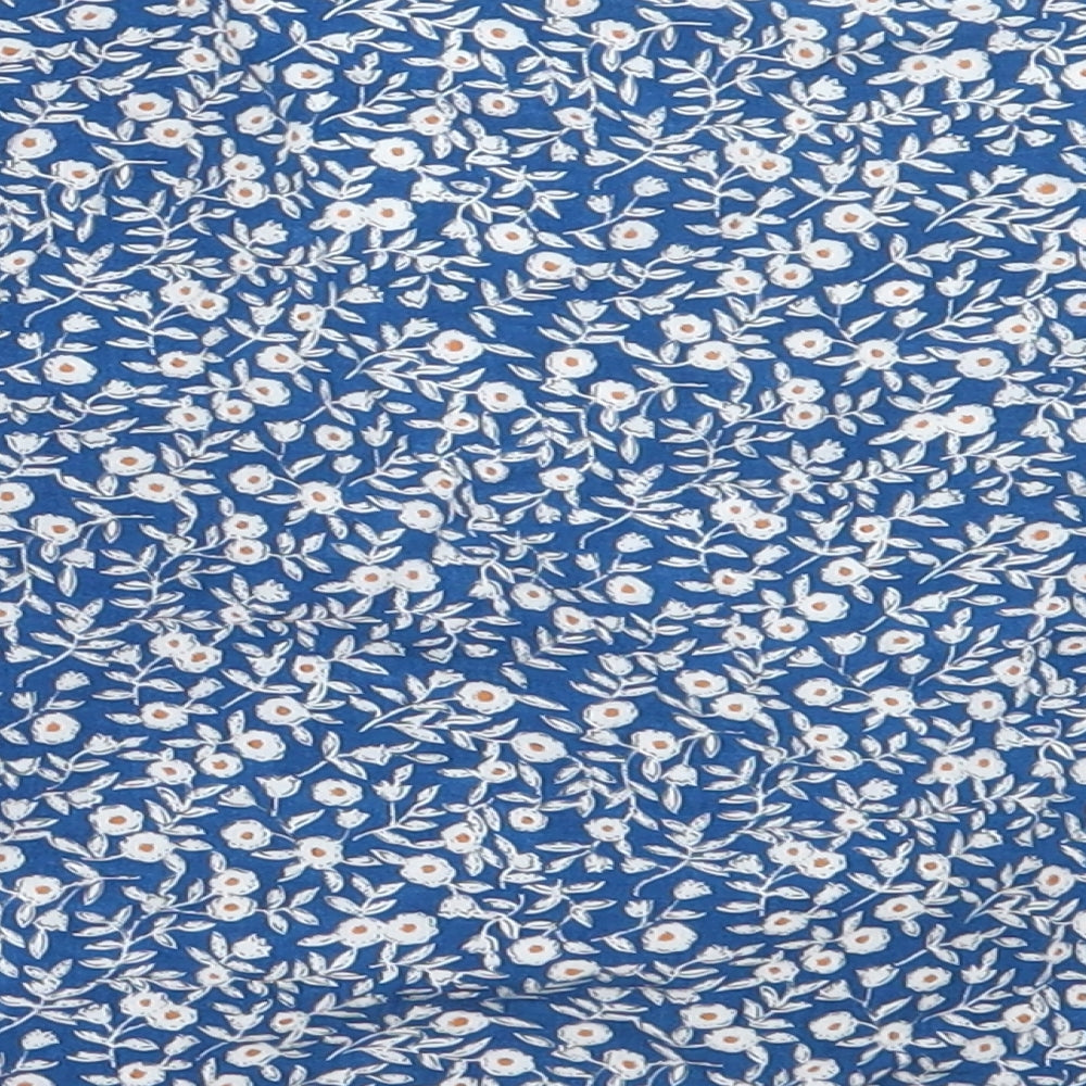 SheIn Womens Blue Floral Viscose Cropped Blouse Size XS V-Neck