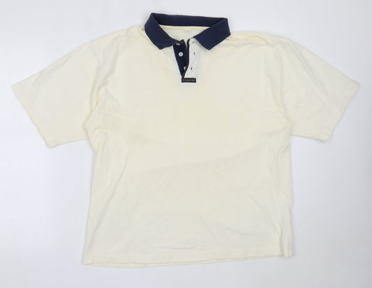 Preworn Mens Ivory  Cotton  Polo Size L Collared