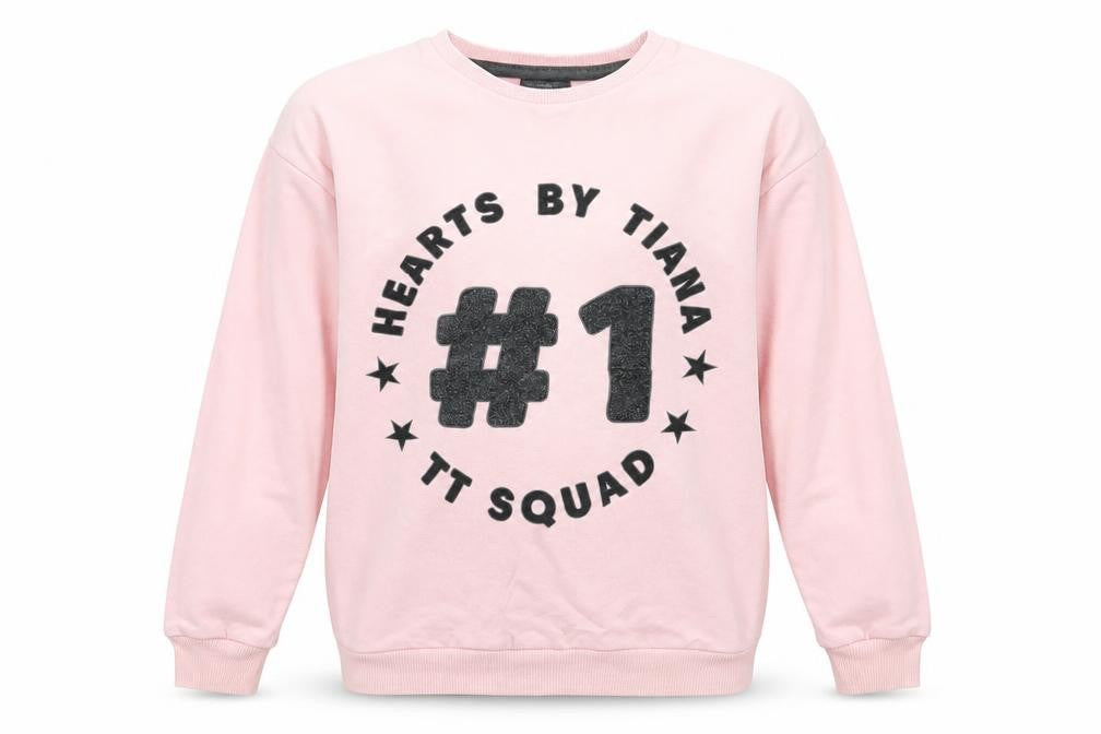 Front view of George girls’ pink cotton pullover sweatshirt, size 9-10, years