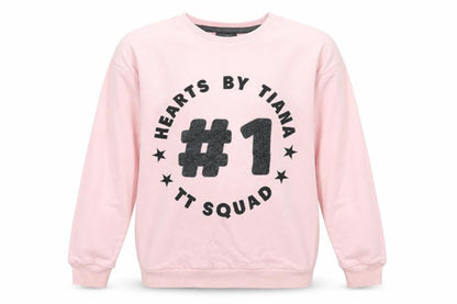 Front view of George girls’ pink cotton pullover sweatshirt, size 9-10, years