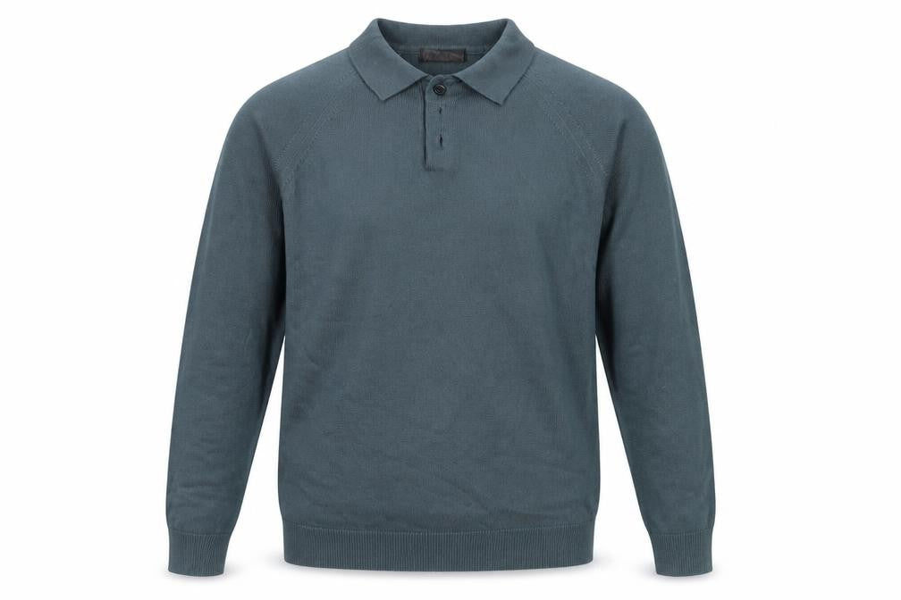 BHS Mens Blue Collared  Acrylic Pullover Jumper Size S