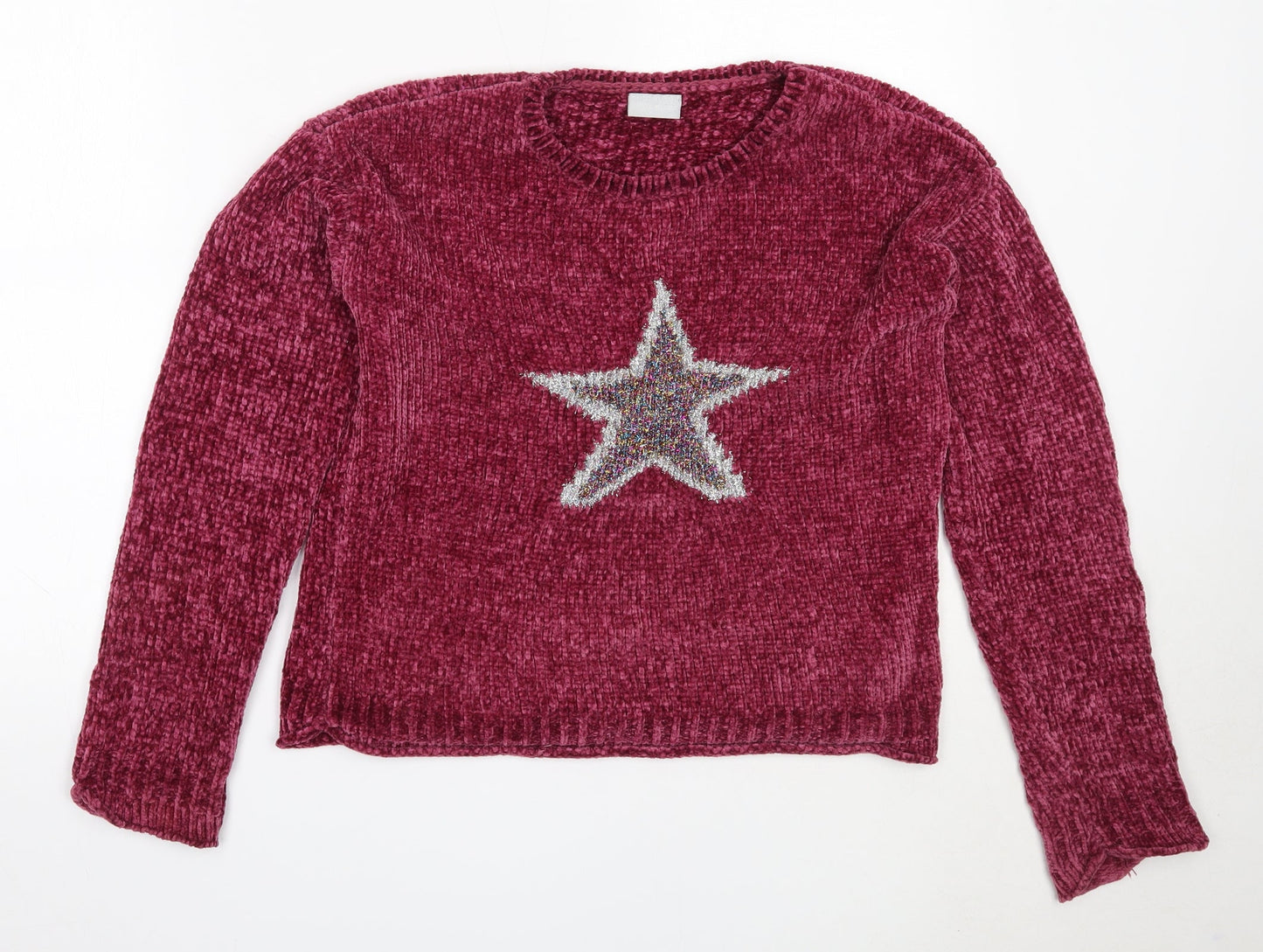 Matalan Girls Purple Round Neck  Polyester Pullover Jumper Size 13 Years