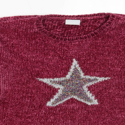 Matalan Girls Purple Round Neck  Polyester Pullover Jumper Size 13 Years