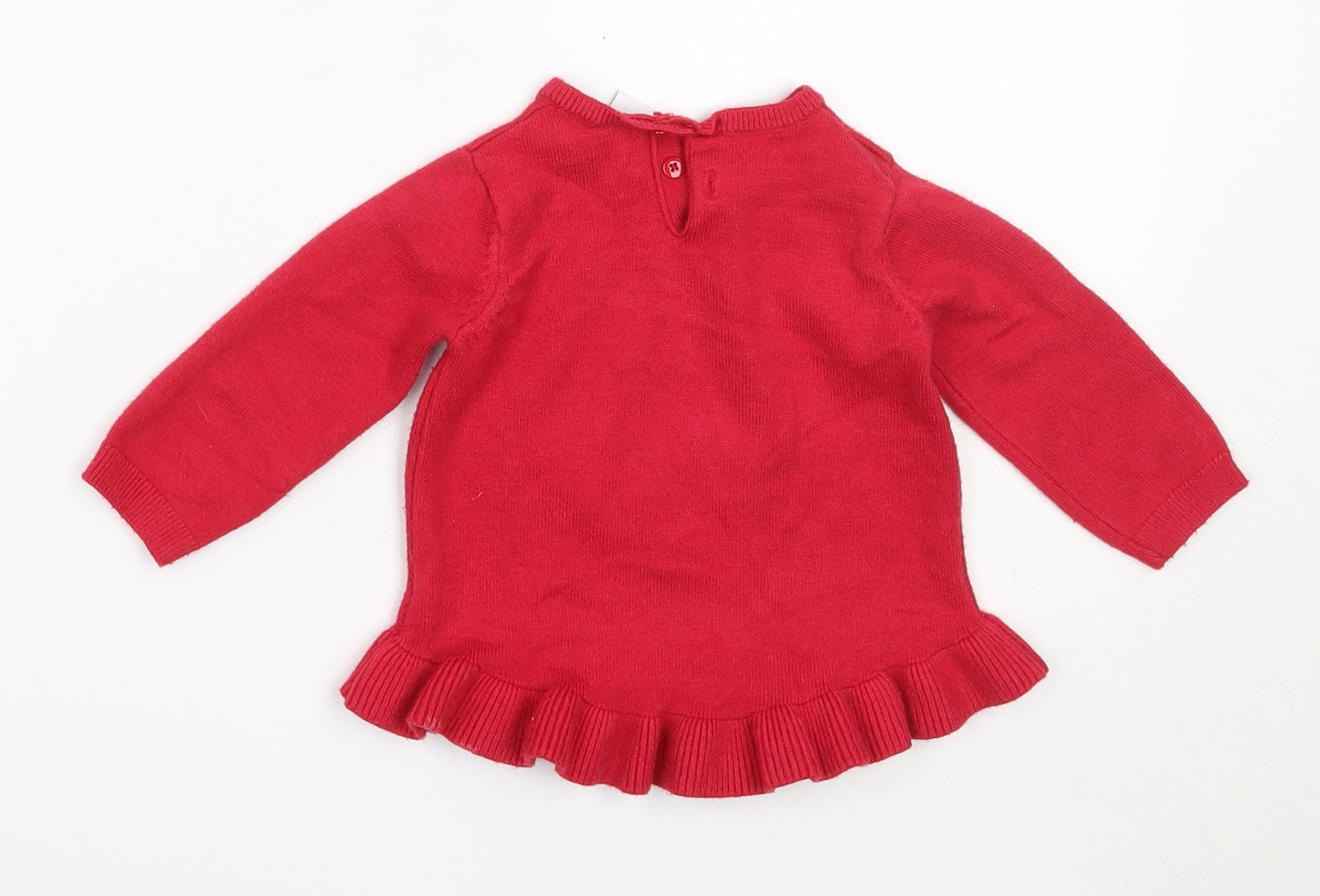 F&F Girls Red  Viscose Pullover Jumper Size 6-9 Months   - minnie mouse