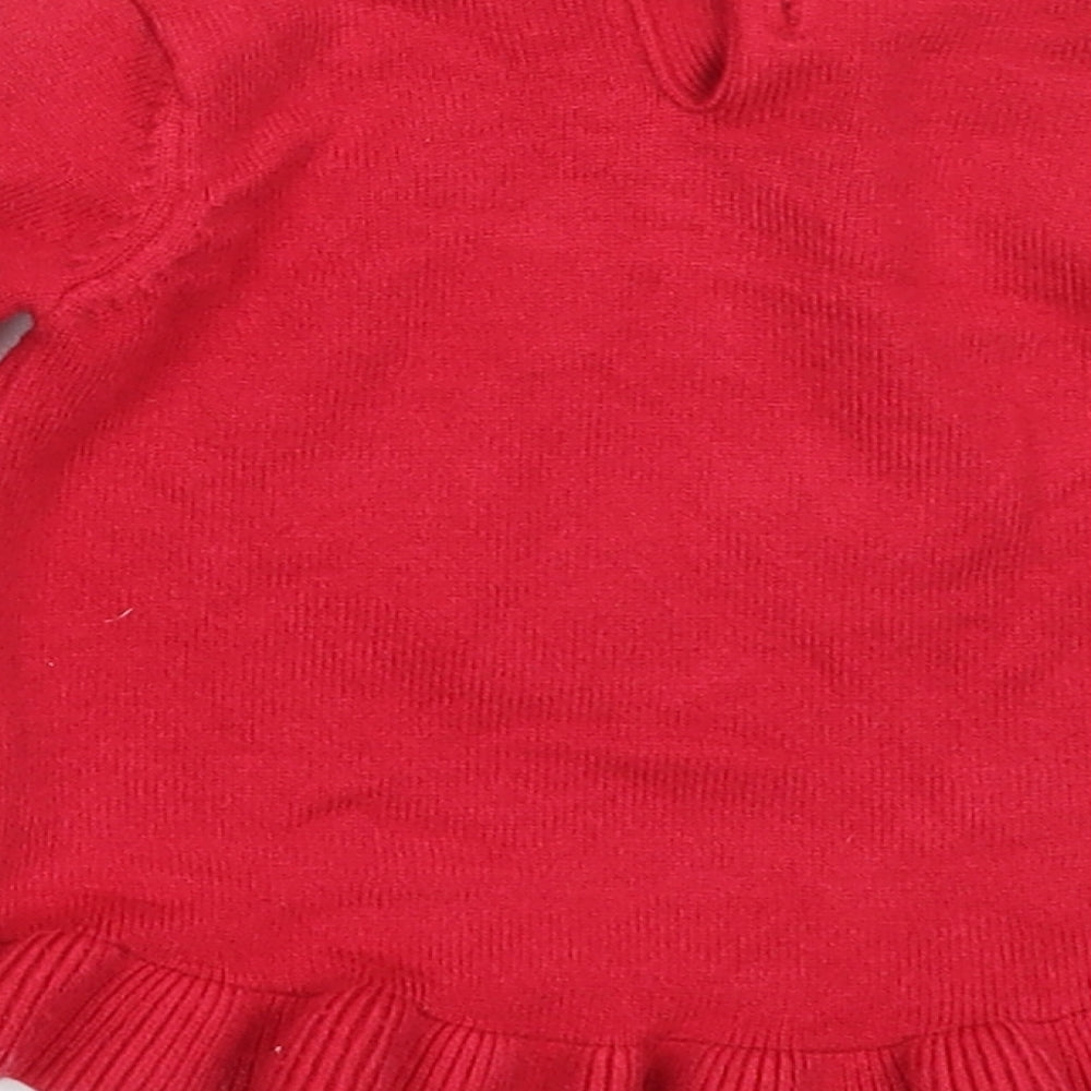 F&F Girls Red  Viscose Pullover Jumper Size 6-9 Months   - minnie mouse