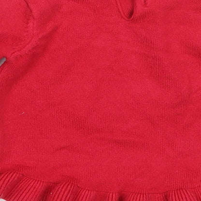 F&F Girls Red  Viscose Pullover Jumper Size 6-9 Months   - minnie mouse