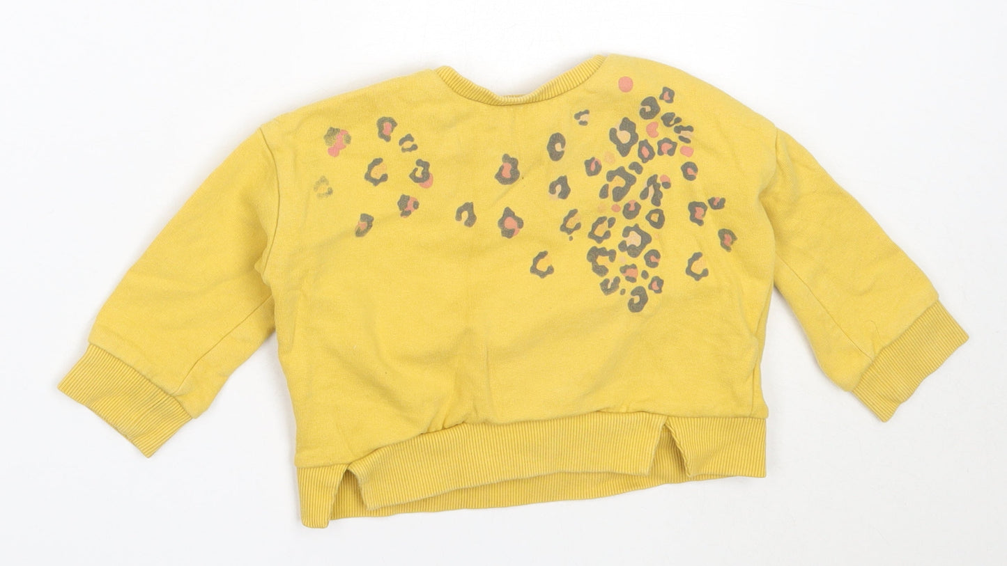 F&F Girls Yellow  Cotton Pullover Jumper Size 12-18 Months