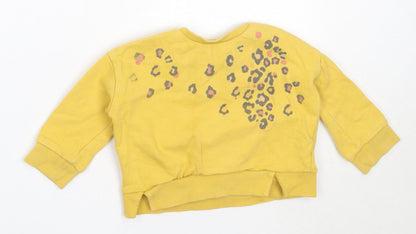 F&F Girls Yellow  Cotton Pullover Jumper Size 12-18 Months