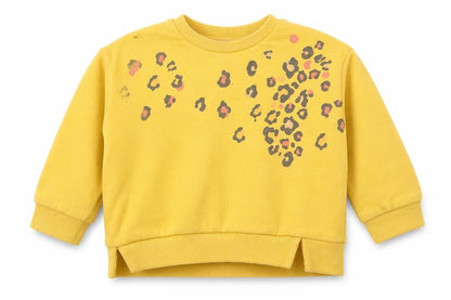Front view of F&F girls’ yellow cotton jumper, size 12-18, months