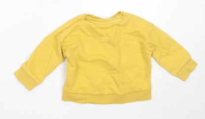 F&F Girls Yellow  Cotton Pullover Jumper Size 12-18 Months