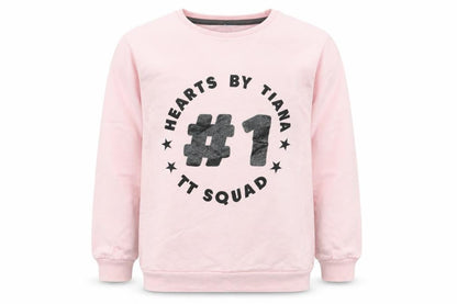 Front view of George girls’ pink cotton pullover sweatshirt, size 8-9, years