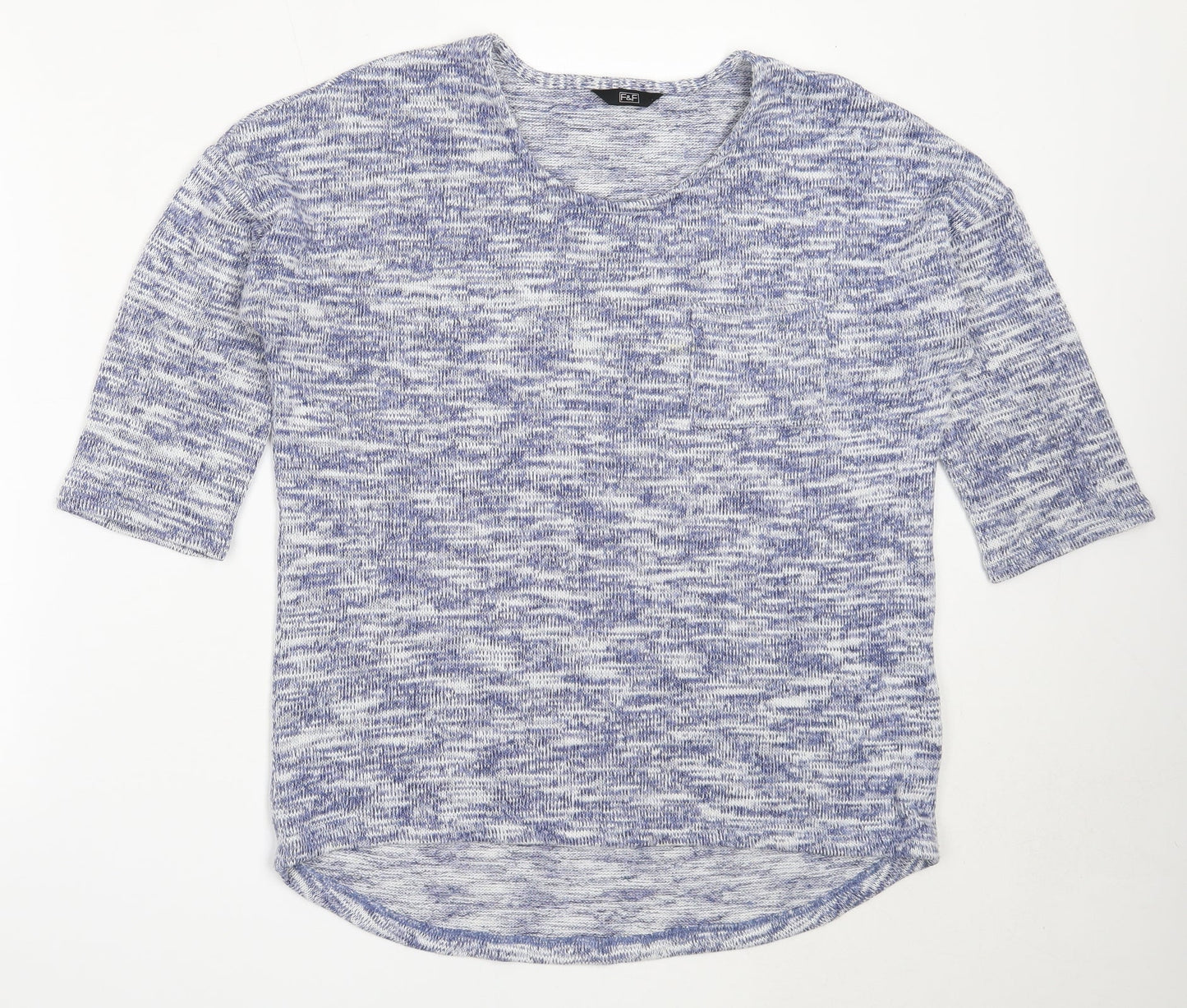 F&F Womens Blue Round Neck  Polyester Pullover Jumper Size 12