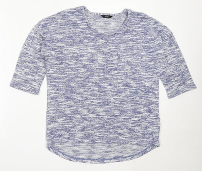 F&F Womens Blue Round Neck  Polyester Pullover Jumper Size 12