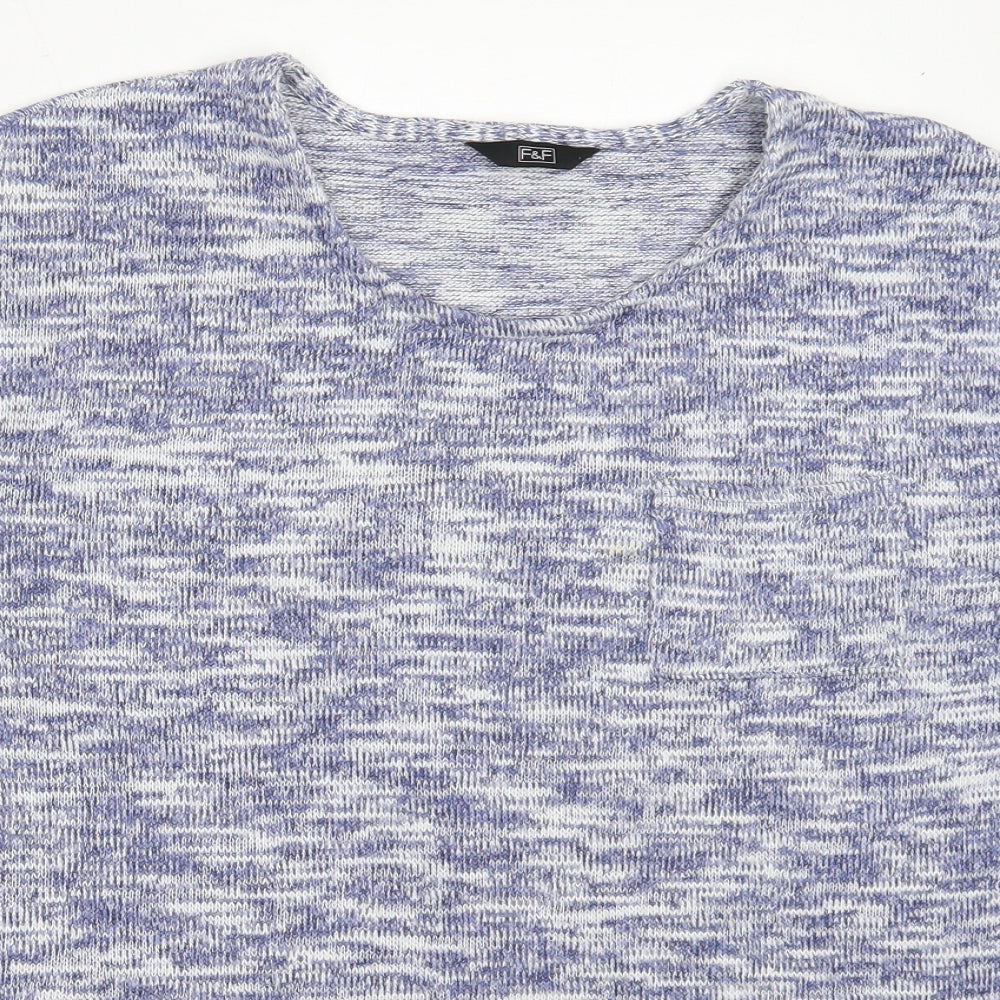 F&F Womens Blue Round Neck  Polyester Pullover Jumper Size 12