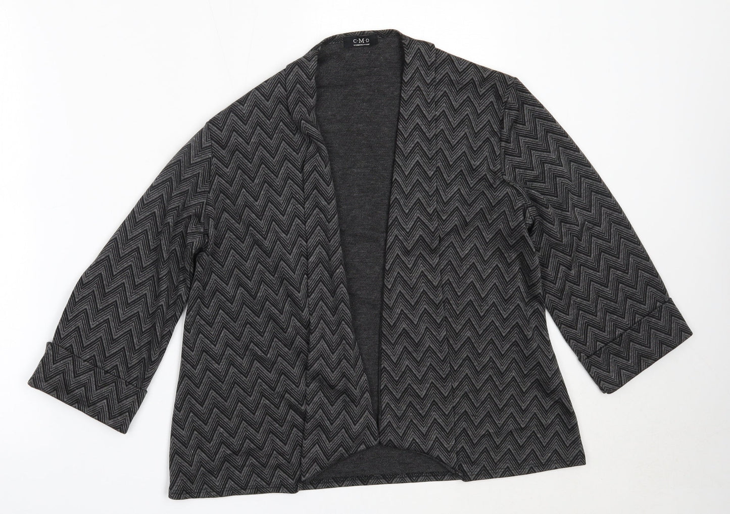 CMD Womens Grey Round Neck  Polyester Cardigan Jumper Size M