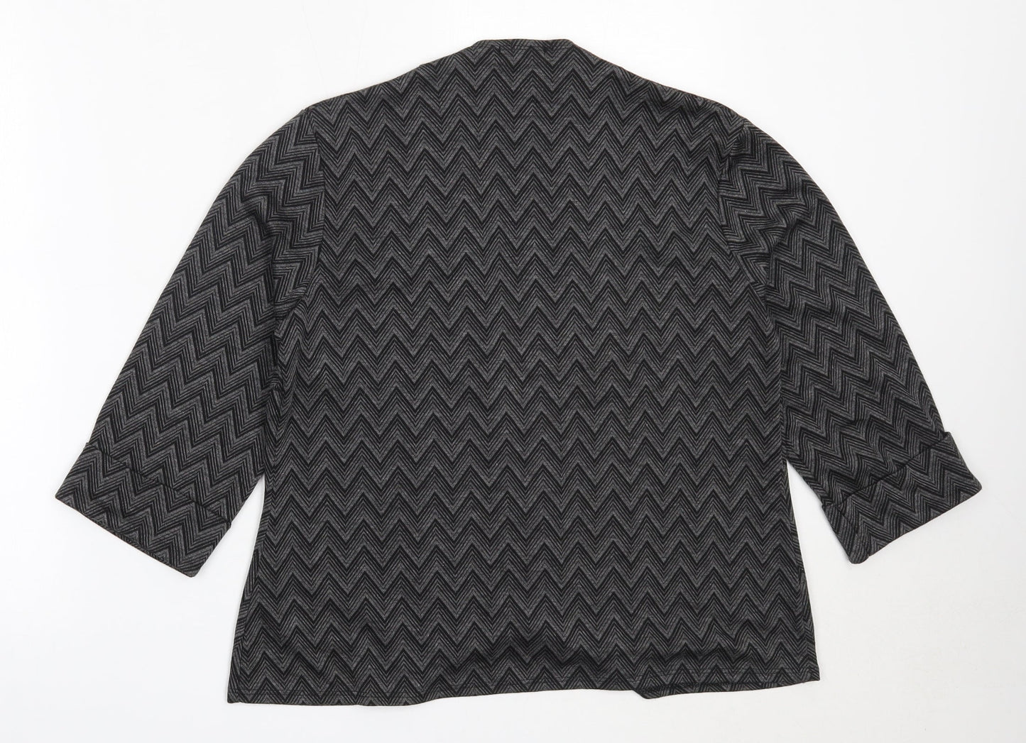 CMD Womens Grey Round Neck  Polyester Cardigan Jumper Size M