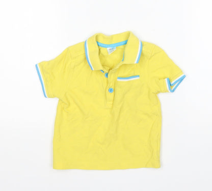Additional front view of Mini Club boys’ yellow cotton basic polo, size 12-18, months collared