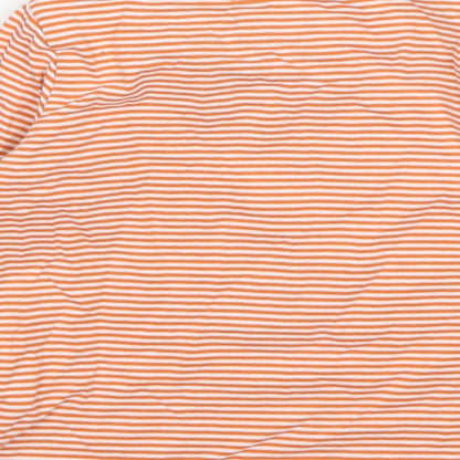 BlueZoo Boys Orange Striped Cotton Basic T-Shirt Size 12-18 Months Round Neck