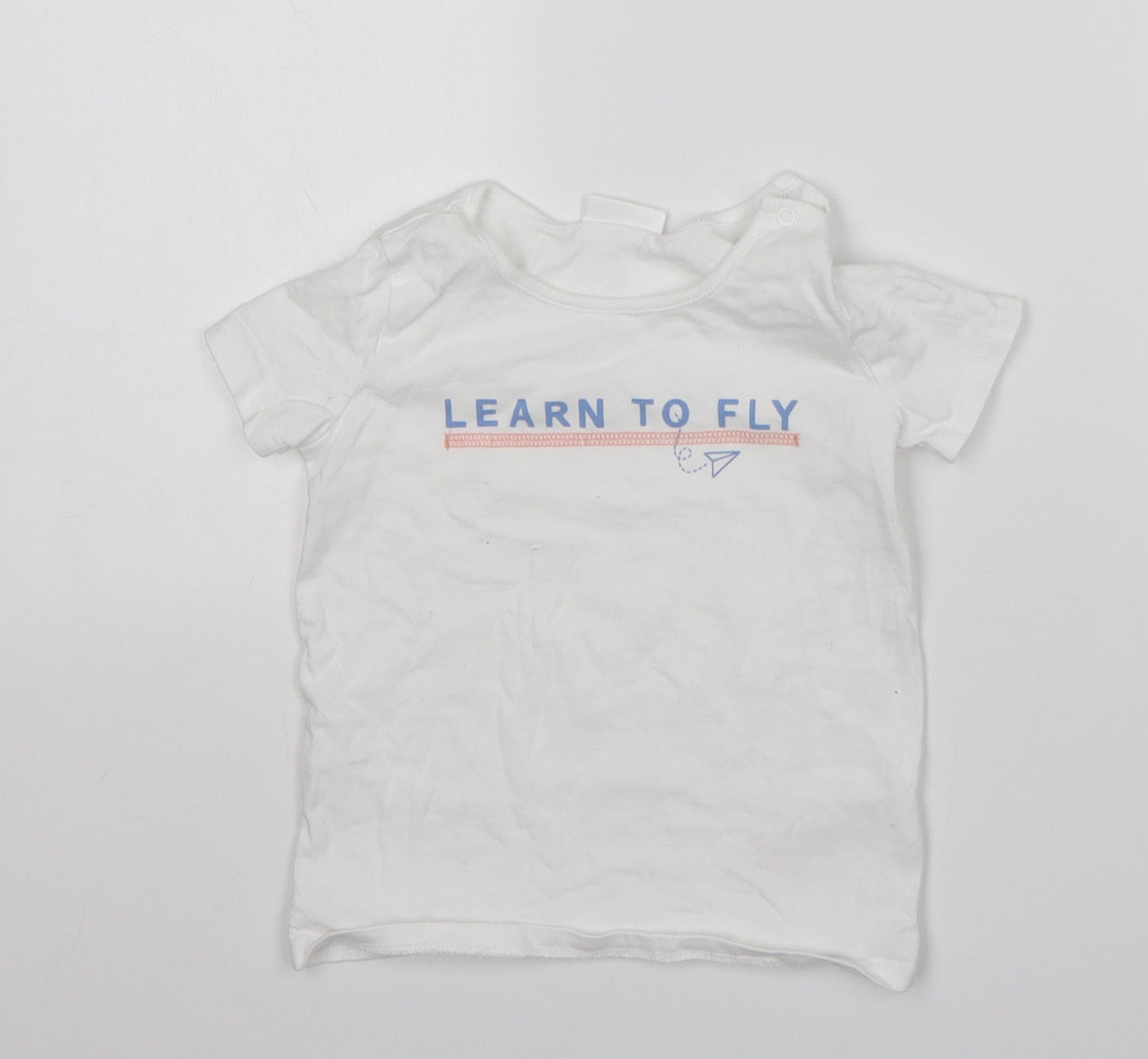 NEXT Baby White  Cotton Basic T-Shirt Size 12-18 Months Round Neck