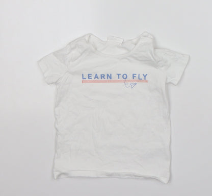 NEXT Baby White  Cotton Basic T-Shirt Size 12-18 Months Round Neck