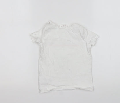 NEXT Baby White  Cotton Basic T-Shirt Size 12-18 Months Round Neck