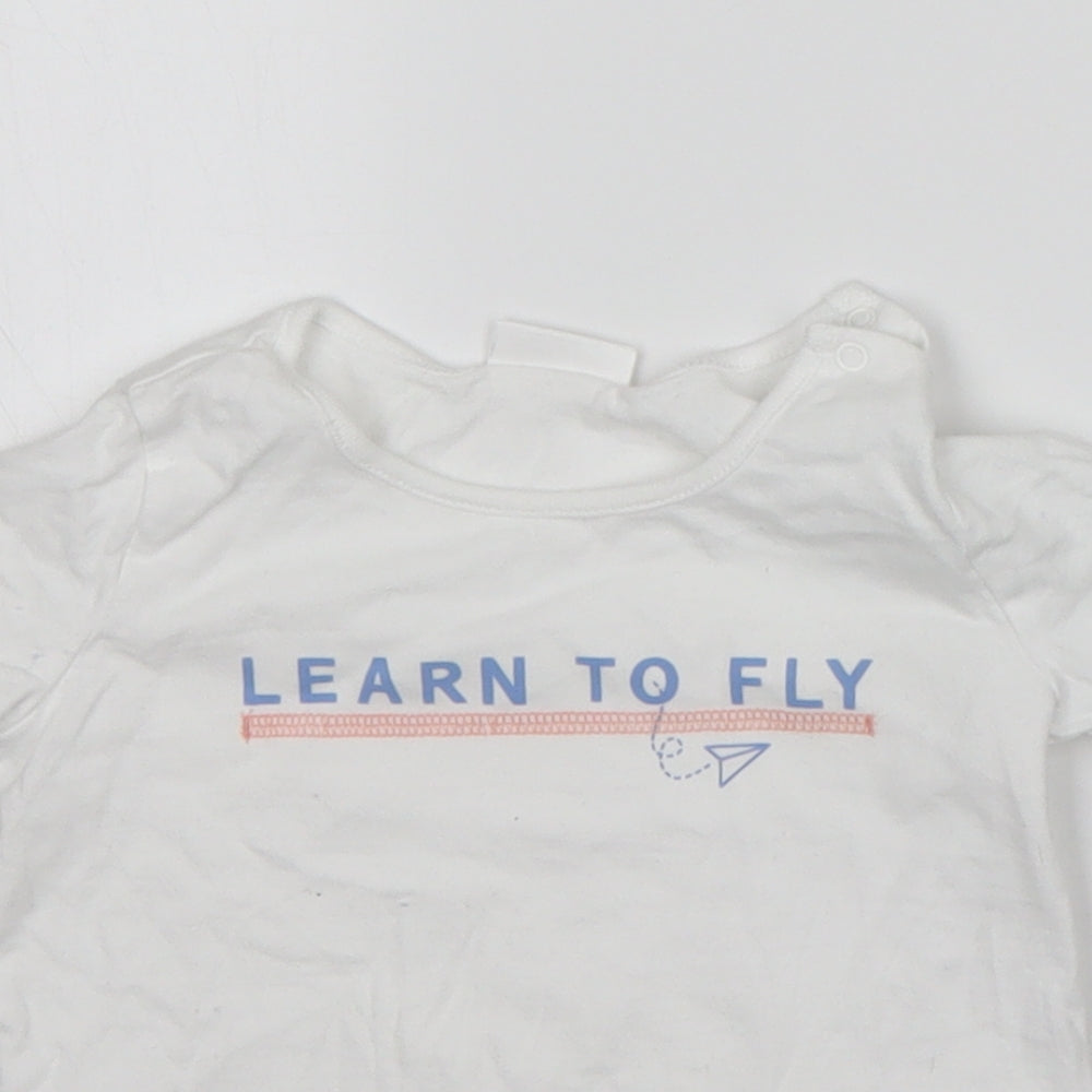 NEXT Baby White  Cotton Basic T-Shirt Size 12-18 Months Round Neck