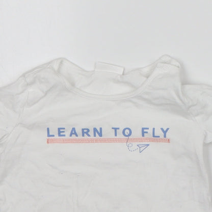 NEXT Baby White  Cotton Basic T-Shirt Size 12-18 Months Round Neck