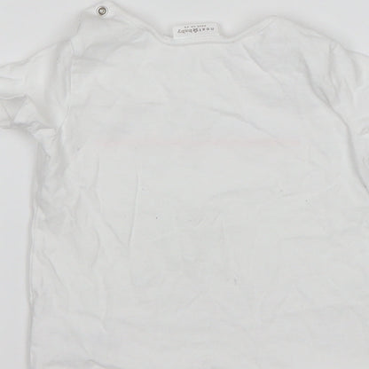 NEXT Baby White  Cotton Basic T-Shirt Size 12-18 Months Round Neck