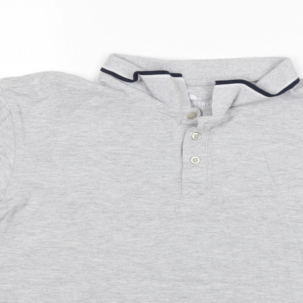 STH Shore Mens Grey  Cotton  Polo Size L Collared