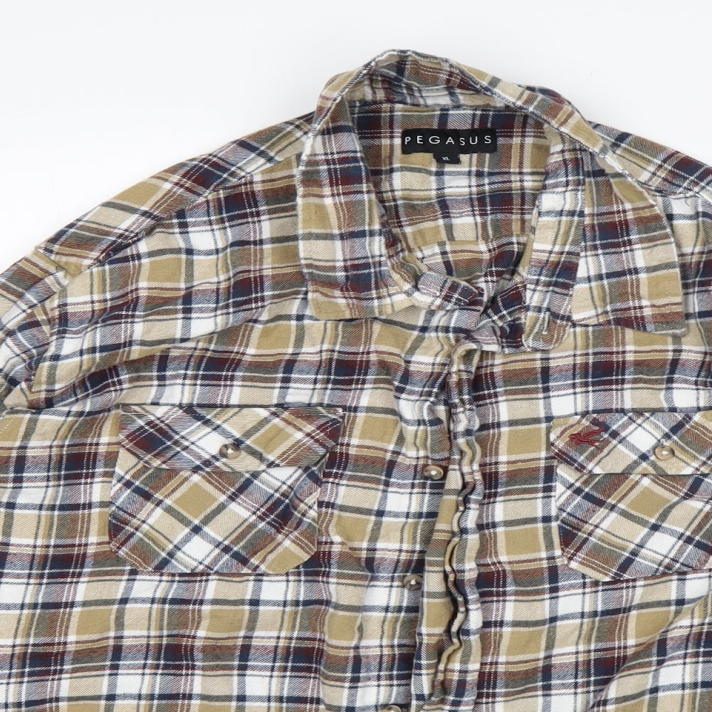 Mens UK Size XL Pegasus Multicoloured  Button-Up Long Sleeve Casual Shirt