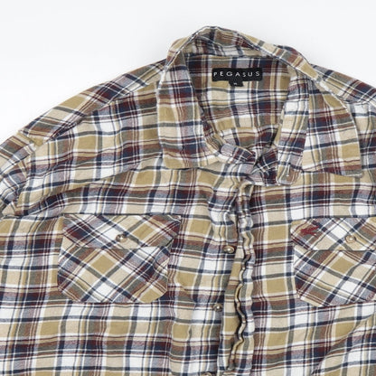 Mens UK Size XL Pegasus Multicoloured  Button-Up Long Sleeve Casual Shirt