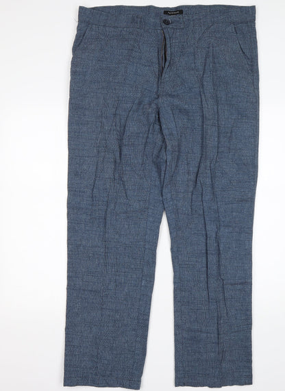 Peacocks Mens Blue  Cotton Trousers  Size 38 L30 in Regular