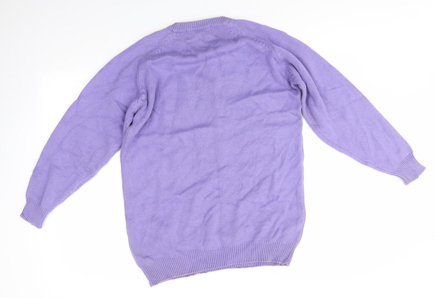 Cool Cotton Mens Purple Round Neck  Cotton Pullover Jumper Size M