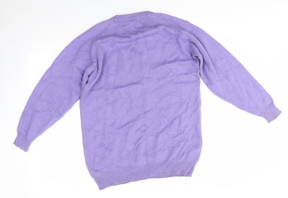 Cool Cotton Mens Purple Round Neck  Cotton Pullover Jumper Size M