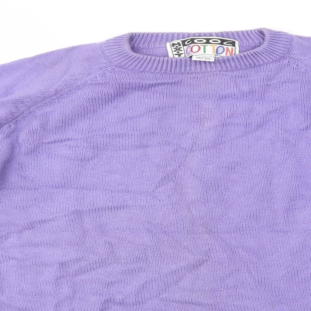 Cool Cotton Mens Purple Round Neck  Cotton Pullover Jumper Size M