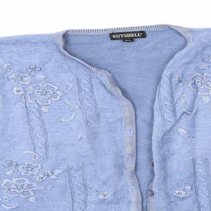 Womens UK Size M Nutshell Blue Cardigan Jumper
